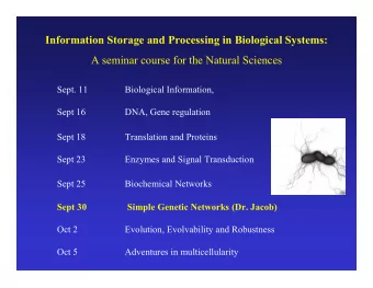 Information Storage and Processing in Biological Systems:  A seminar course for the Natural