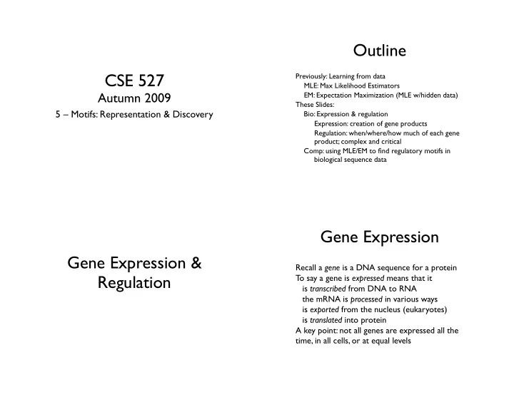 outline cse 527