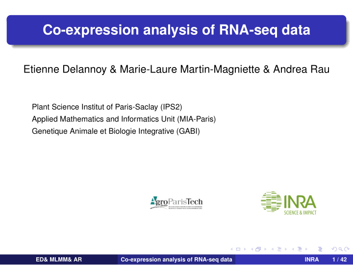 co expression analysis of rna seq data