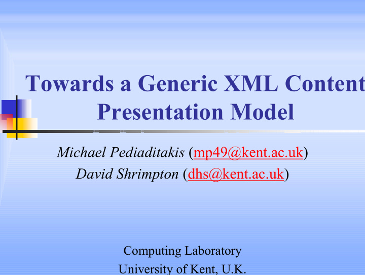 towards a generic xml content presentation model