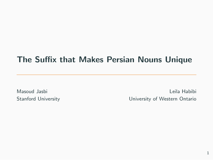 the suffix that makes persian nouns unique