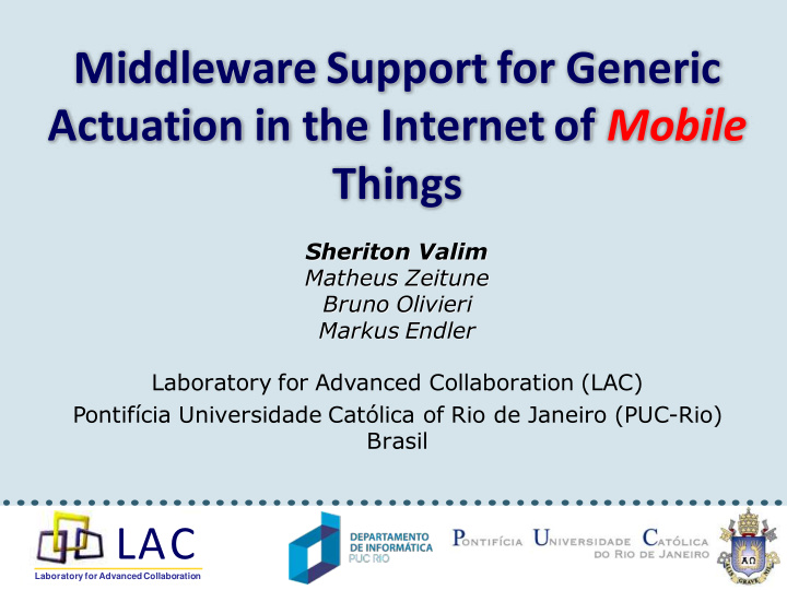 middleware support for generic actuation in the internet