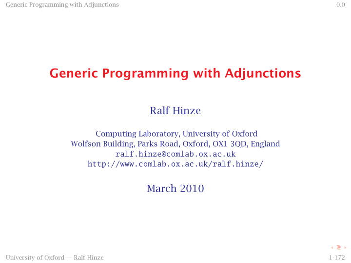 generic programming with adjunctions