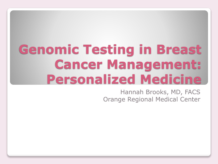 cancer management personalized medicine