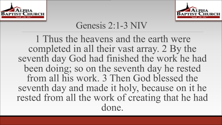 1 thus the heavens and the earth were completed in all