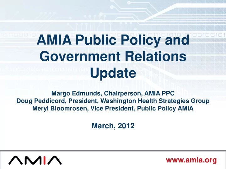amia public policy and government relations update