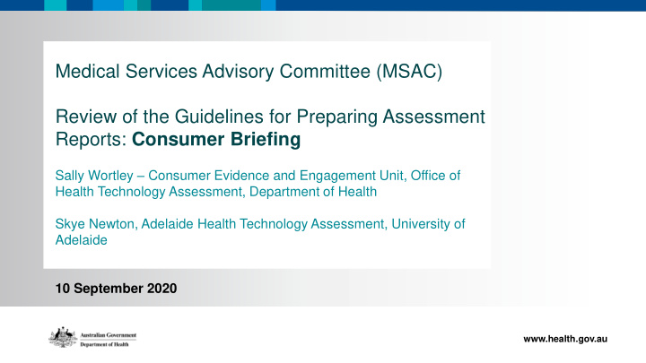 medical services advisory committee msac review of the