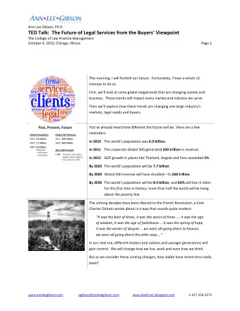 TED Talk:  The Future of Legal Services from the Buyers  Viewpoint  The College of Law Practice