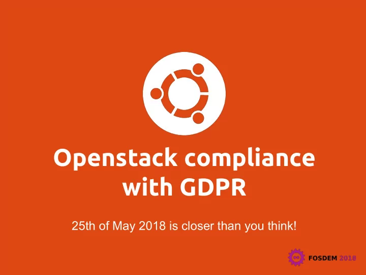 openstack compliance with gdpr