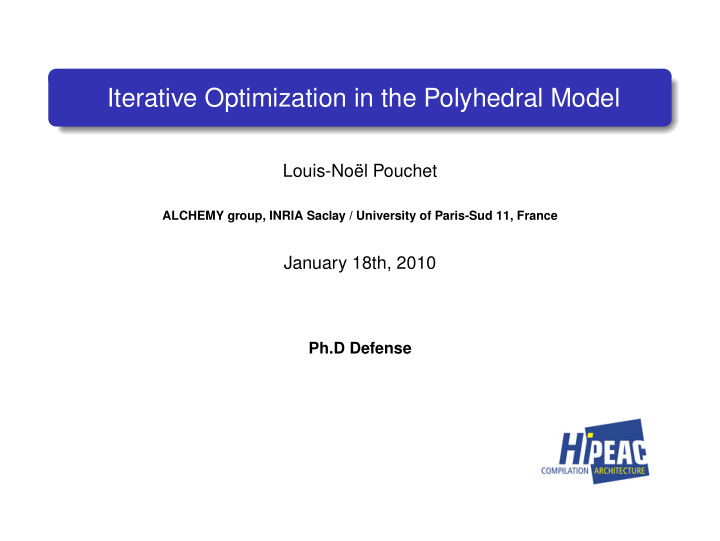 iterative optimization in the polyhedral model