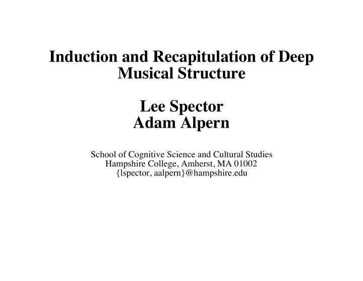 induction and recapitulation of deep musical structure