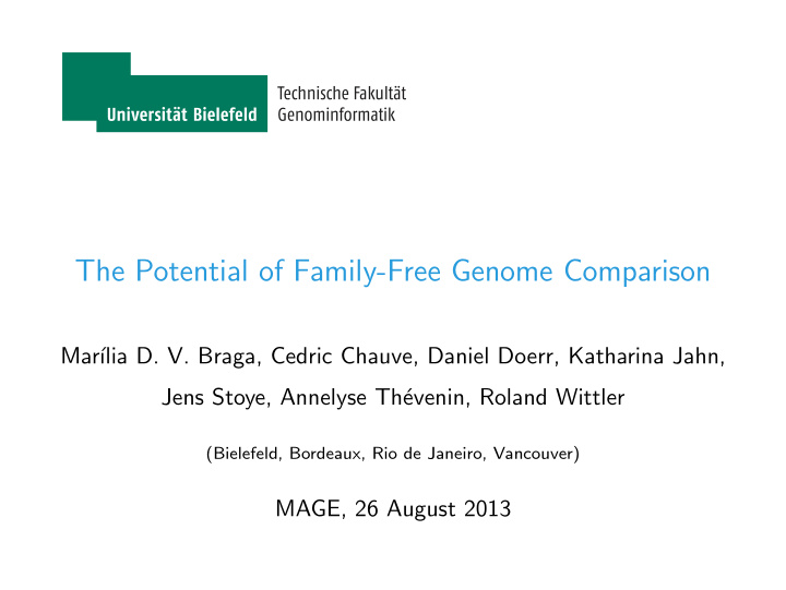 the potential of family free genome comparison