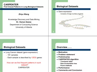 CARPENTER  Biological Datasets  Find Closed Patterns in Long Biological Datasets  Gene