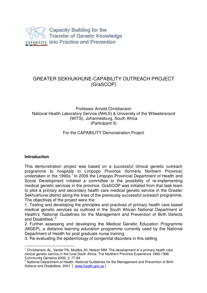 greater sekhukhune capability outreach project grascop