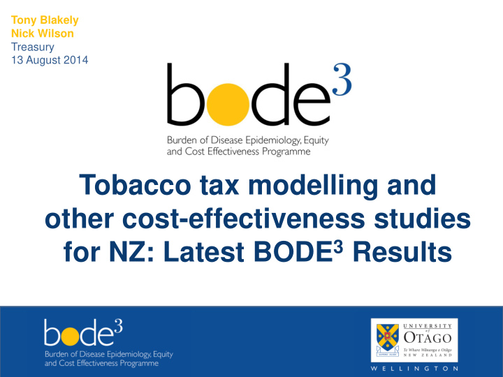 tobacco tax modelling and other cost effectiveness