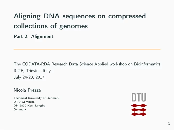 aligning dna sequences on compressed collections of