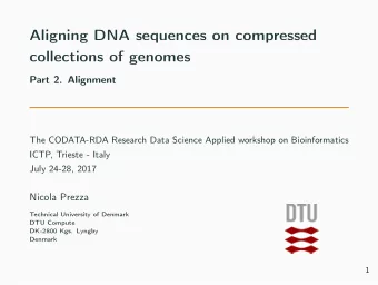 Aligning DNA sequences on compressed  collections of genomes  Part 2. Alignment  The CODATA-RDA