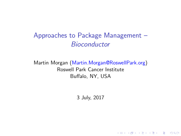 approaches to package management bioconductor
