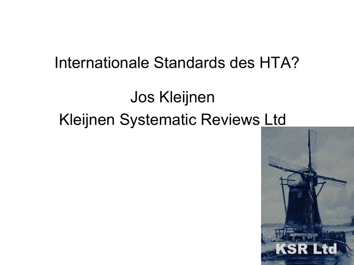 kleijnen systematic reviews ltd conflicts of interest