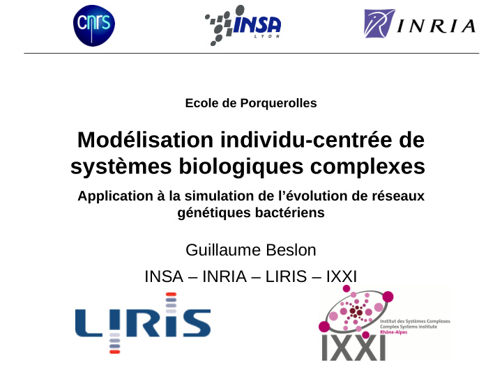 mod lisation individu centr e de syst mes biologiques