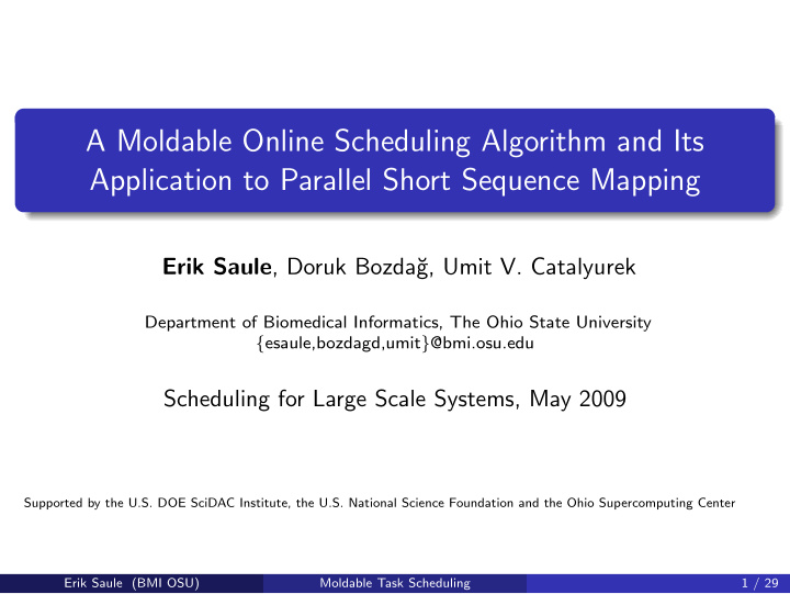 a moldable online scheduling algorithm and its
