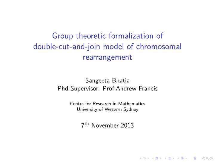 group theoretic formalization of double cut and join