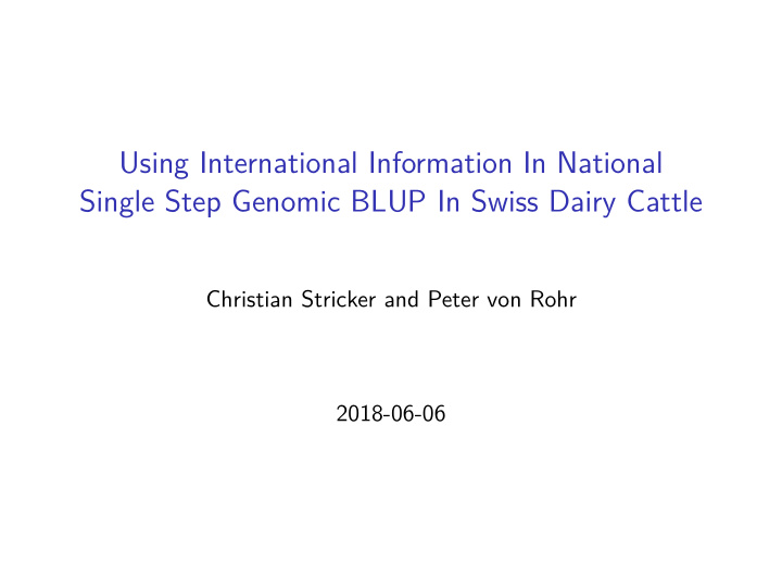 using international information in national single step