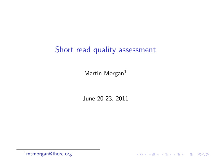 short read quality assessment
