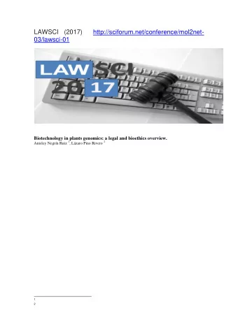 LAWSCI (2017) http://sciforum.net/conference/mol2net-  03/lawsci-01 Biotechnology in plants