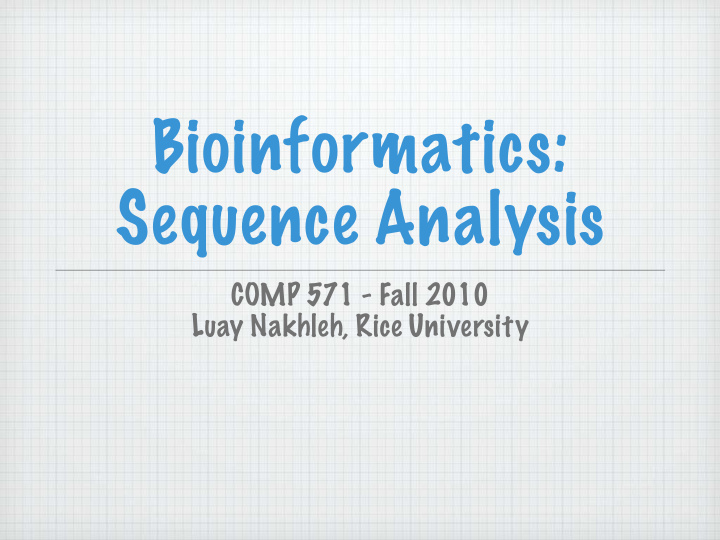 bioinformatics sequence analysis