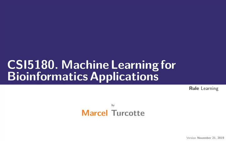 csi5180 machinelearningfor bioinformaticsapplications