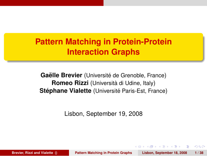 pattern matching in protein protein interaction graphs