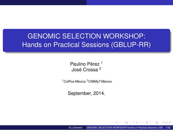 genomic selection workshop hands on practical sessions