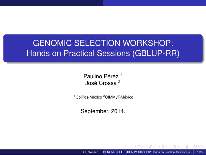 genomic selection workshop hands on practical sessions