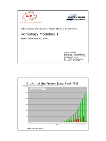Homology Modeling I  Basel, September 30, 2004  Torsten Schwede  Biozentrum - Universitt Basel