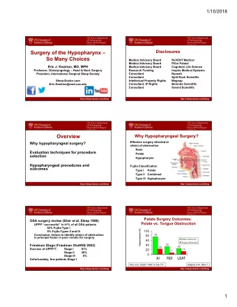 Surgery of the Hypopharynx   So Many Choices  Medical Advisory Board  ReVENT Medical  Medical