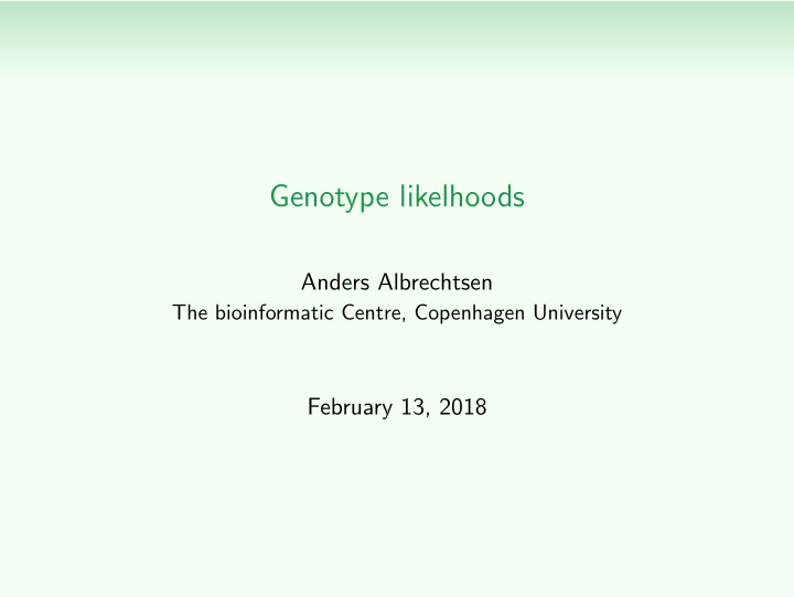 genotype likelhoods