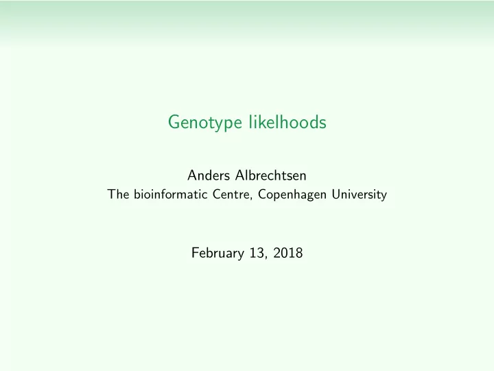 genotype likelhoods