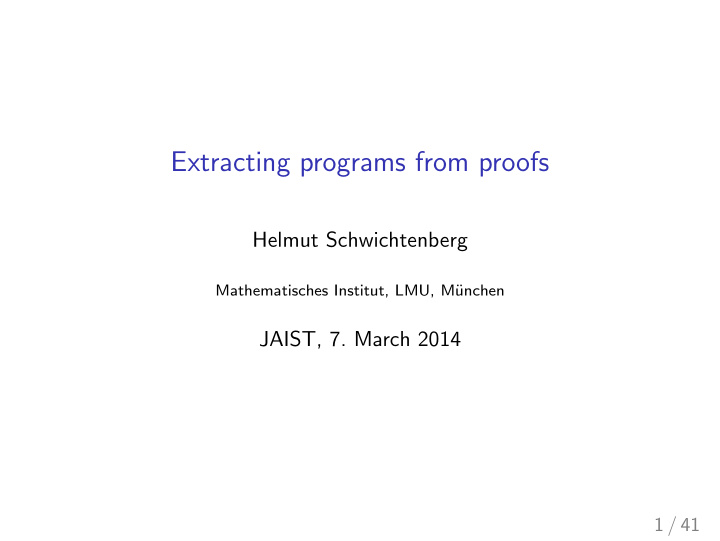 extracting programs from proofs