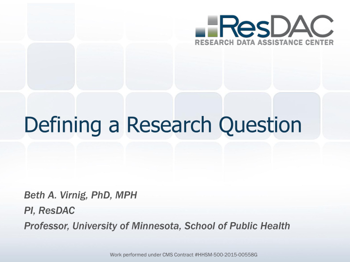 defining a research question