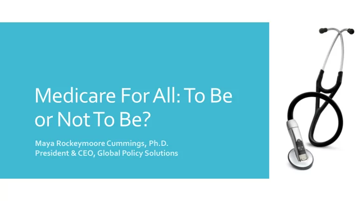 medicare for all to be