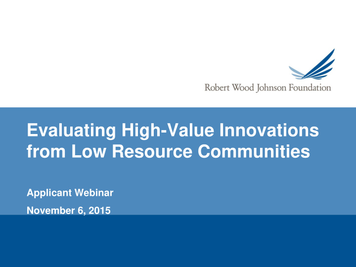 evaluating high value innovations