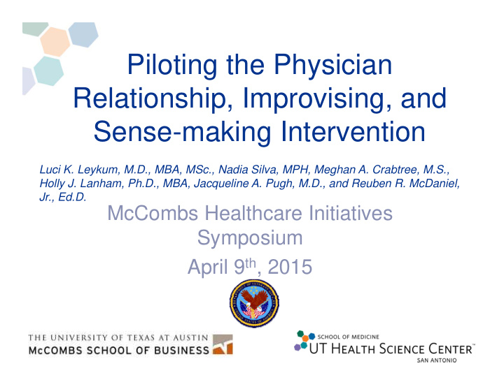 piloting the physician relationship improvising and sense
