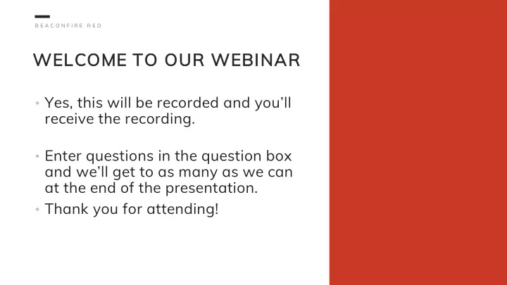 welcome to our webinar