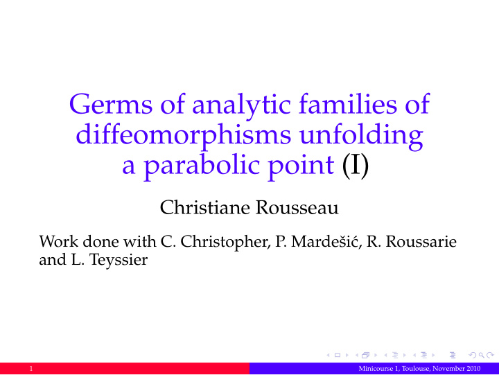 germs of analytic families of diffeomorphisms unfolding a