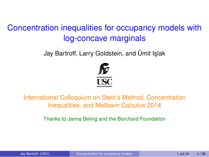 concentration inequalities for occupancy models with log