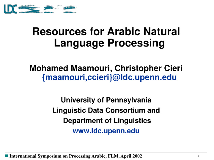 resources for arabic natural language processing