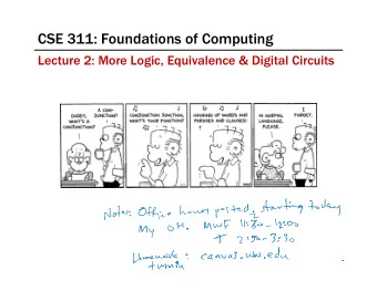 CSE 311: Foundations of Computing  Lecture 2: More Logic, Equivalence &amp; Digital Circuits  Last