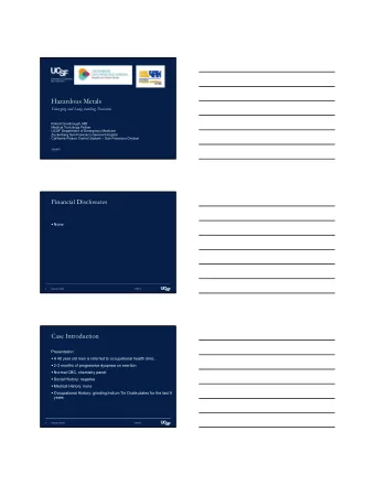 Hazardous Metals  Emerging and Long-standing Toxicants  Robert Goodnough, MD  Medical Toxicology