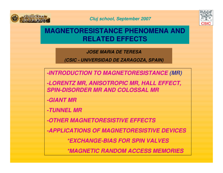 magnetoresistance phenomena and related effects